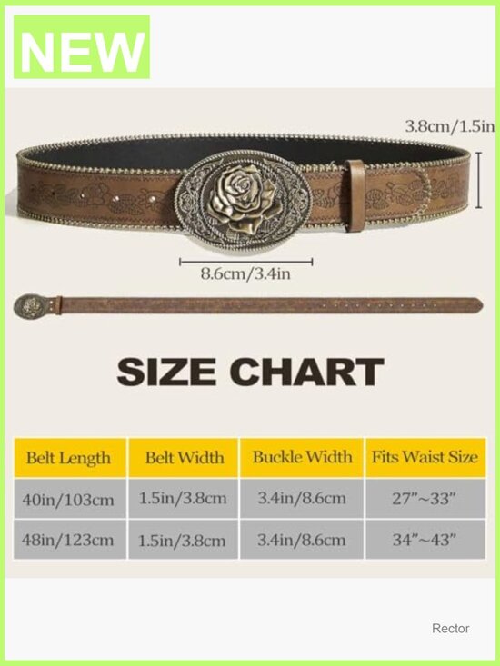 Vintage Western Belt with Heart Embossed Buckle for Women – Adjustable PU main image 7